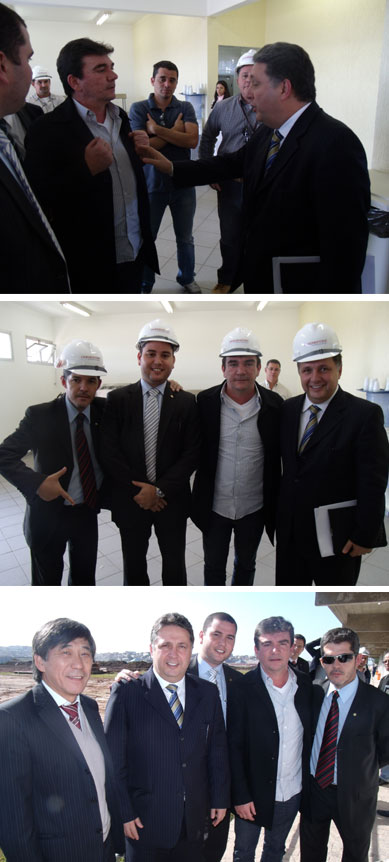Garotinho argumenta com o presidente do Corinthians, Andrés Sanchez; e com os deputados Delegado Waldir e Felipe Pereira na fiscalização às obras do Itaquerão