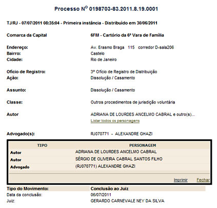 Reprodução do site do Tribunal de Justiça