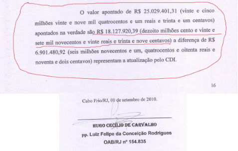Documento que consta no processo do Ministério Público