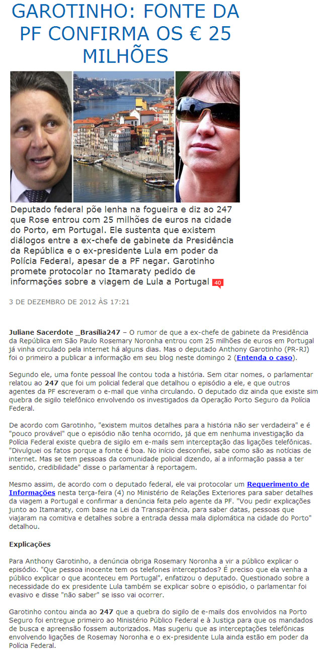 Reprodução do site Brasil 247