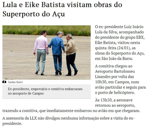 Reprodução do site Ururau, de Campos