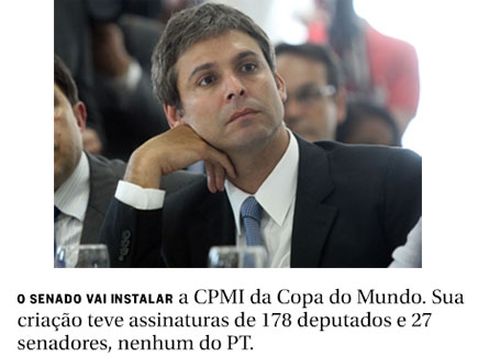 Lindbergh Farias; abaixo nota da coluna Panorama Político, do Globo