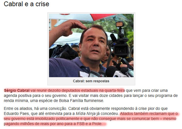 Reprodução do Radar online, da Veja