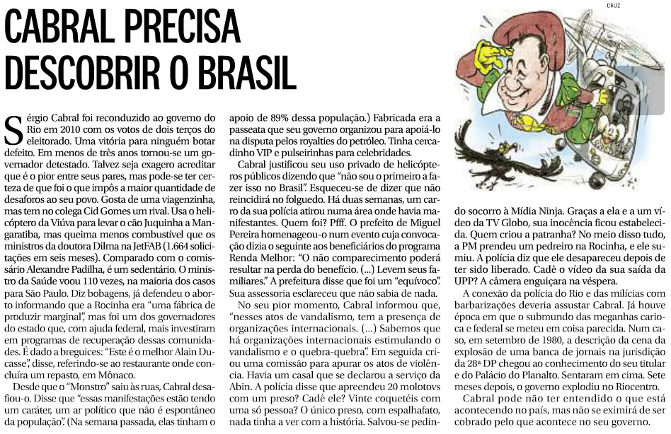 Artigo de Elio Gaspari (CLIQUE NA IMAGEM PARA AMPLIAR)
