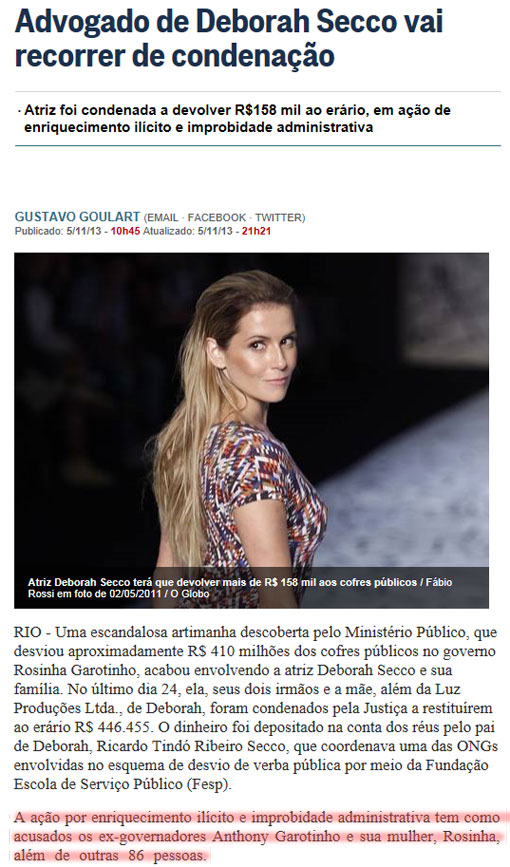 Reprodução do Globo online