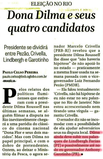 Reprodução do jornal O Globo