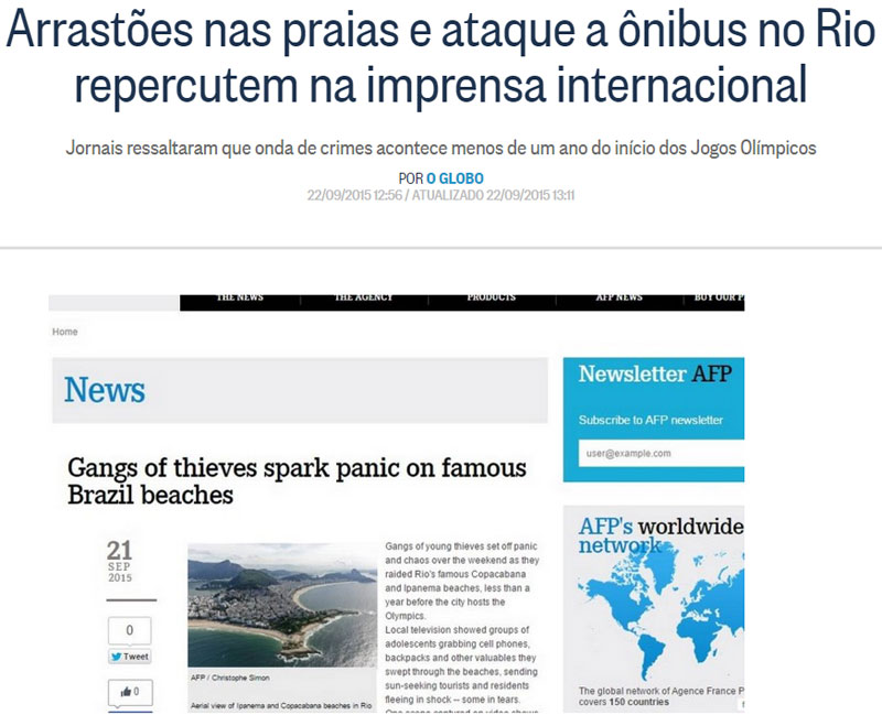 Reprodução do Globo online