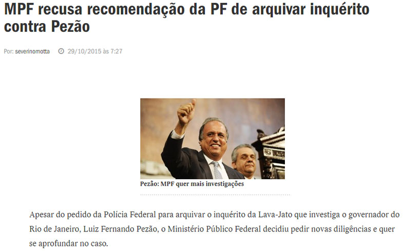 Reprodução do Radar online, da Veja