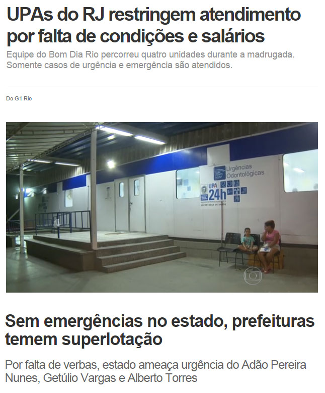 Reproduções do G1 e de O Dia online