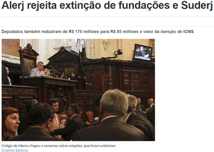 Reprodução do site do jornal O Fluminense