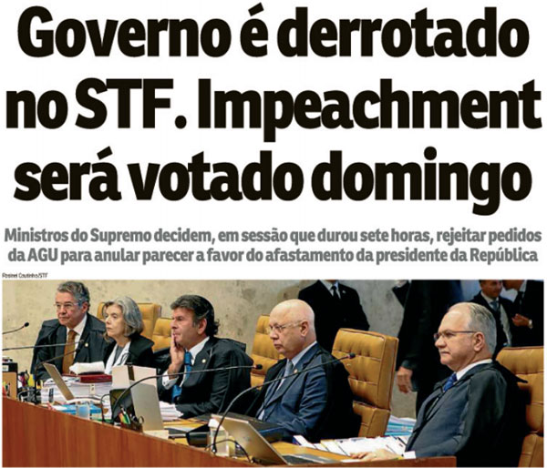 Reprodução da capa do Correio Braziliense