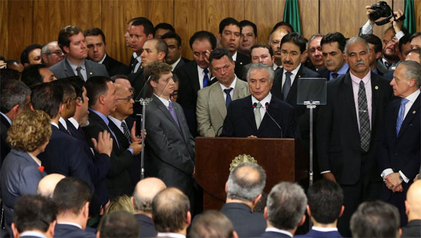 Michel Temer no seu discurso após a posse