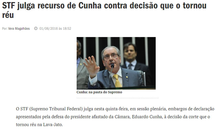 Reprodução do Radar online, da Veja