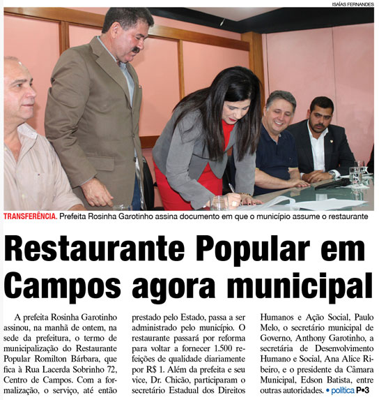 Reprodução da capa do jornal O Diário, de Campos dos Goytacazes